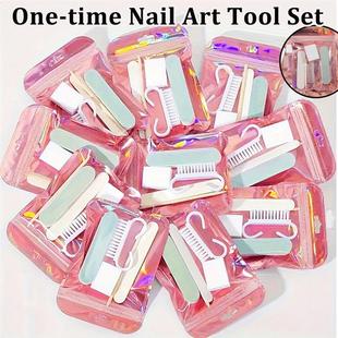 Kit Buffer Tool Disposable Set Nail Manicure Brush Mini File