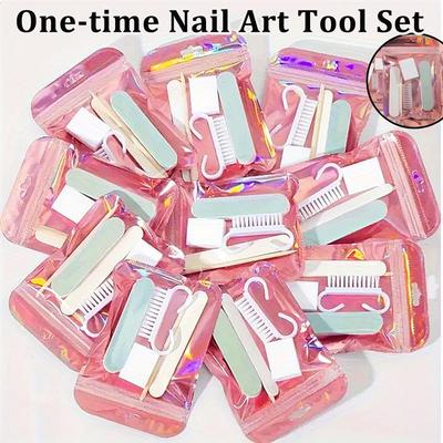 Mini Disposable Manicure Kit Buffer File Brush Nail Tool Set