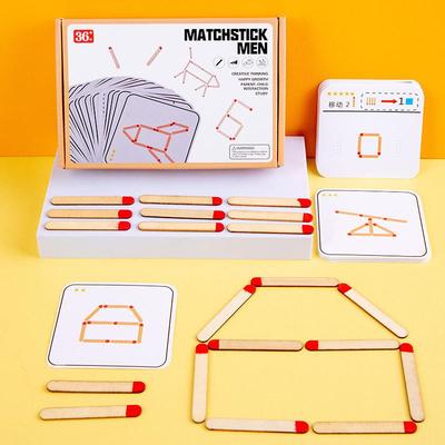 Montessori Matches Puzzles Game Wooden Toys DIY Math Geometr