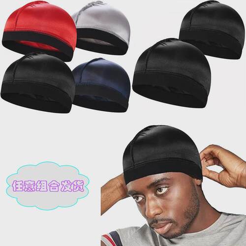Solid Color Wave Caps With Durag for Men Headwear Soft Elast