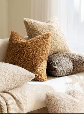 Lamb Fur Cushion Covering for Sofas Throw Pillow Home Decor