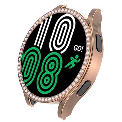 适用Galaxywatch4代单排钻表壳pc镂空电镀智能超薄手表保护套