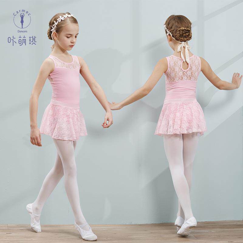 儿童舞蹈服装练功服女童夏季蕾丝裙幼儿无袖芭蕾舞考级服分体考级