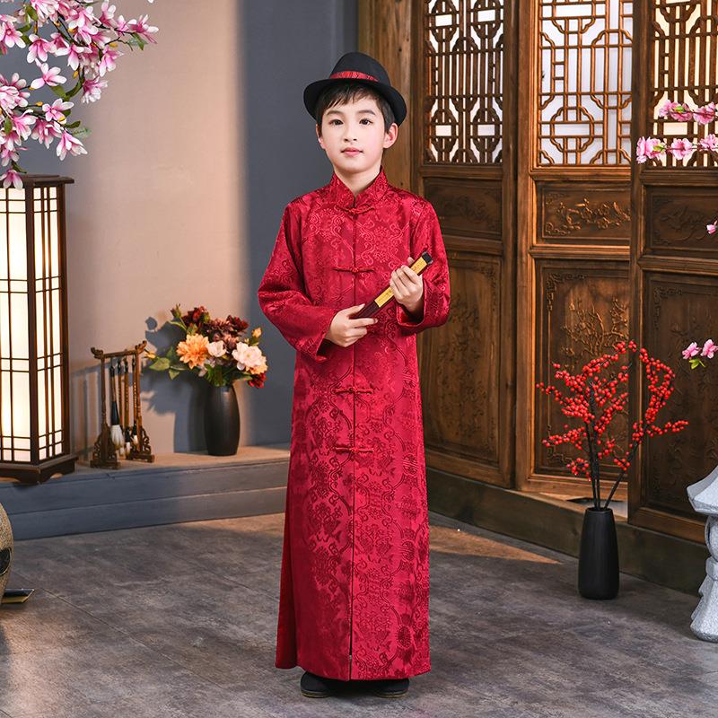 儿童重视演出服民国学生长衫中国风伴郎团长袍服装相声服大褂
