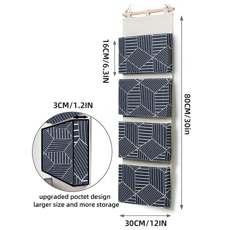 宿舍多层储物挂袋布艺挂墙式衣柜门后收纳挂袋壁挂式棉麻收纳袋