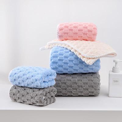 云朵格毛巾浴巾三件套 珊瑚绒毛巾柔软吸水金龟绒家用毛巾女浴巾