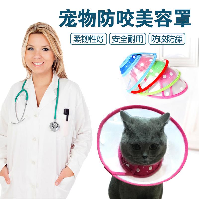 伊丽莎白圈宠物绝育防舔猫项圈 透明彩色包边狗狗保护头套