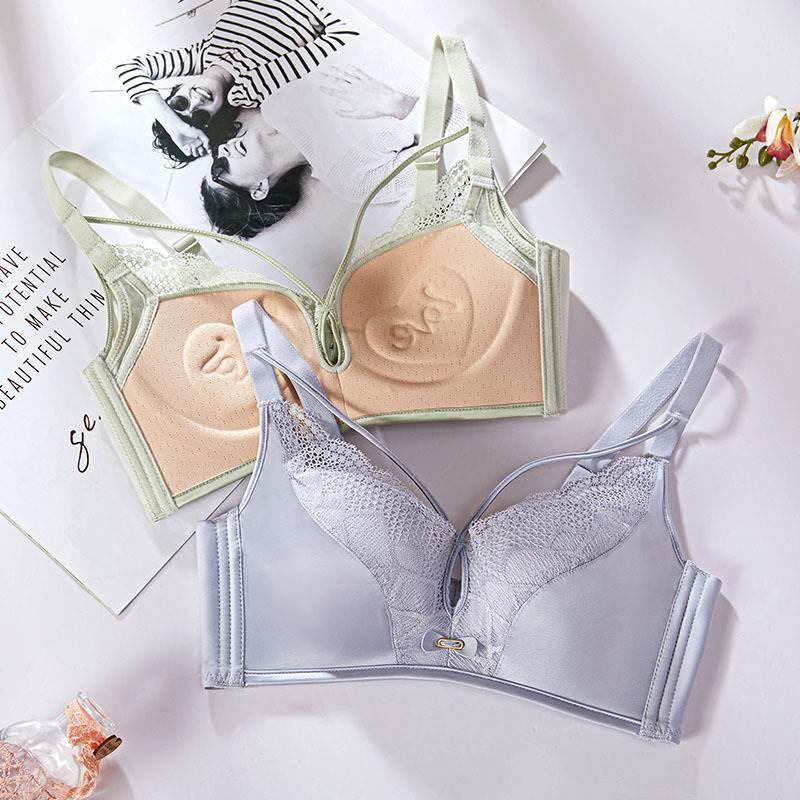 小胸性感蕾丝内衣女交叉镂空美胸舒适上托聚拢无钢圈调整型文胸罩