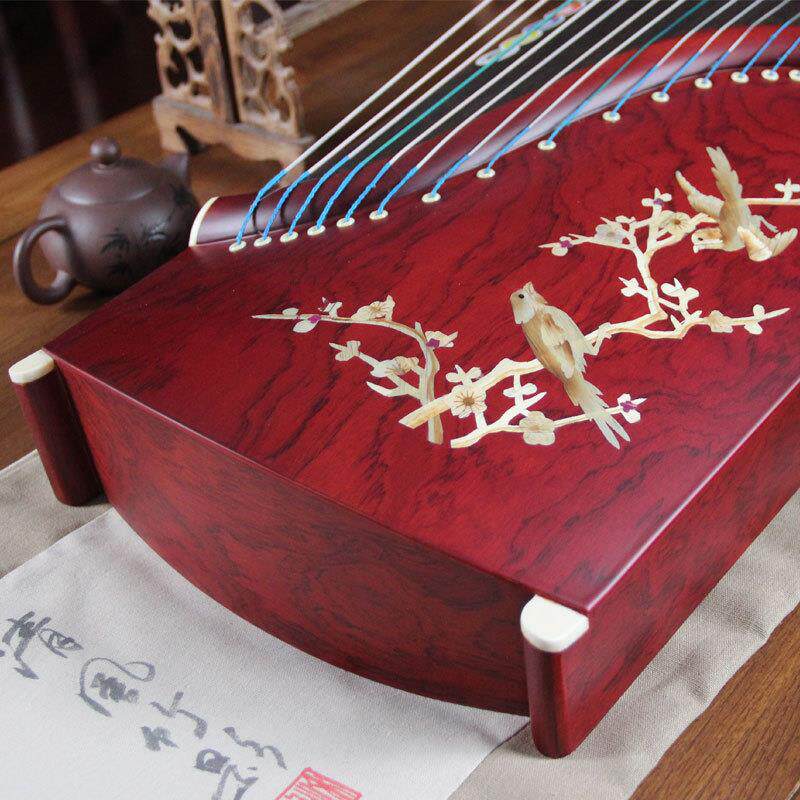 厂家花梨木古筝实木初学专业考级演奏筝 花开并蒂定制