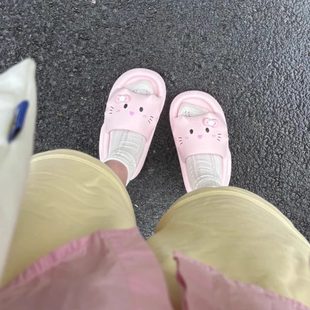 女外穿可爱室内浴室hello家居evakitty防臭踩屎感凉拖鞋 防滑拖鞋