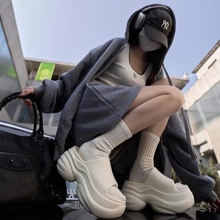 沙滩夏季 黑色海边 外穿eva踩屎感臭防滑超软增高厚底拖鞋 女凉拖鞋