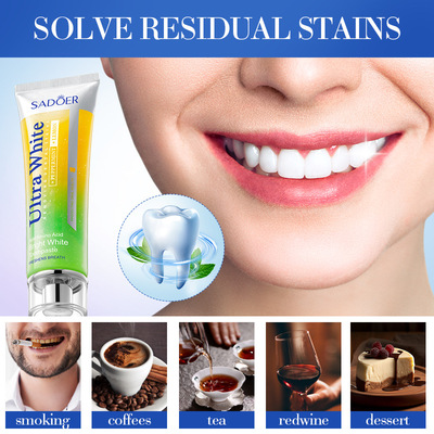 跨境专供牙膏SADOER水果柠檬薄荷亮白去渍垢牙膏Toothpaste