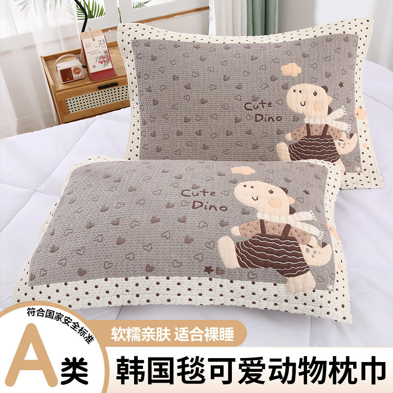 A类韩式枕巾纯棉纱布枕头巾家用成人学生宿舍情侣四季盖巾52×78图片