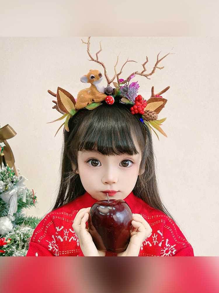 圣诞节发光发箍森系发饰儿童鹿角发卡发夹饰麋鹿女孩头箍发光头饰