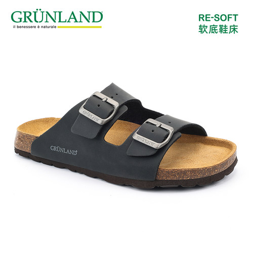 GRUNLAND意大利进口双扣软木拖鞋