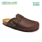 GRUNLAND格陵兰进口外穿四季 男真皮软底软木拖鞋 新款 包头拖鞋