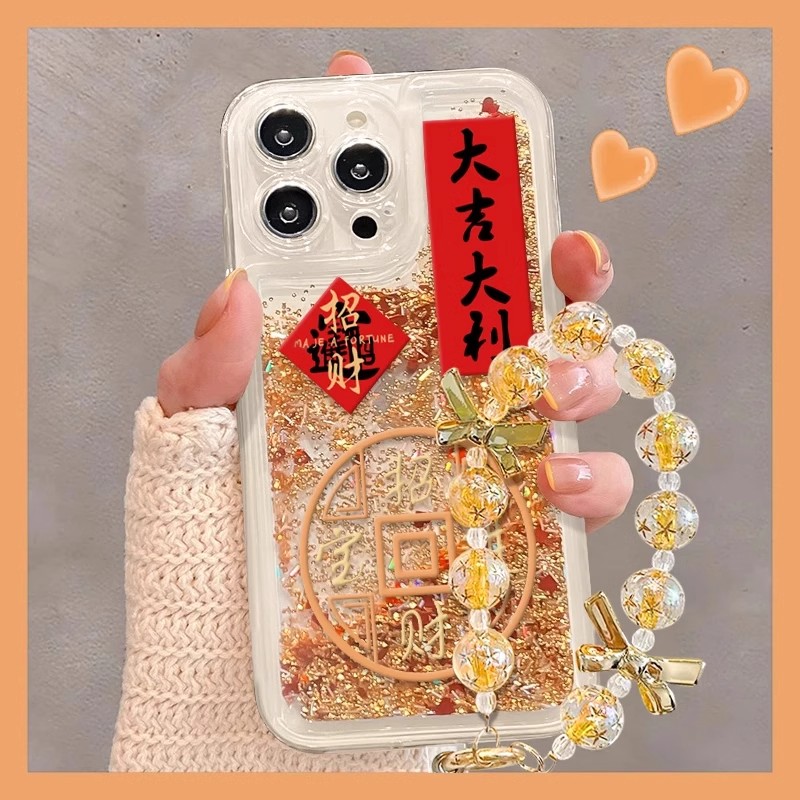 新年大吉大利适用苹果16手机壳iPhone15promax新款pura70华为mate70pro女magic7荣耀200流沙壳reno13小米15软