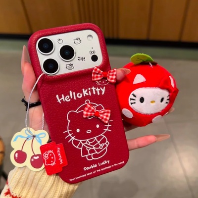 适用多型号KT猫蝴蝶结皮纹TPU壳