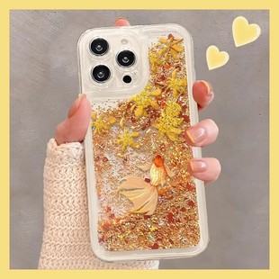 金色锦鲤流沙壳适用苹果16promax手机壳pura70华为mate70pro女magic7新款findx8荣耀200防摔x200软s19小米15