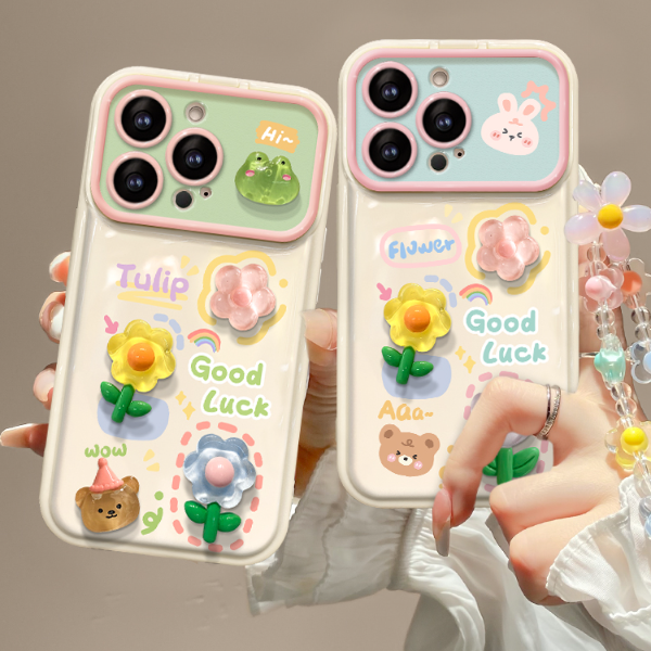 青蛙兔子花适用华为mate60pro手机壳50/40透明p60art/p50荣耀100/90新款80/70se手链p40/30翻盖镜子nova12/11