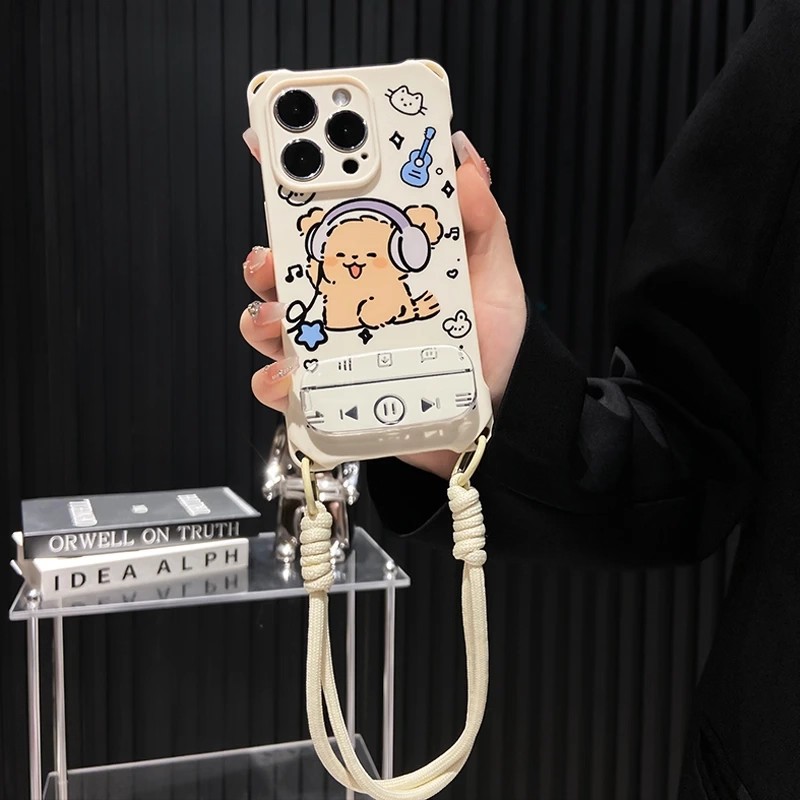 适用多型号播放器小狗四角挂绳壳