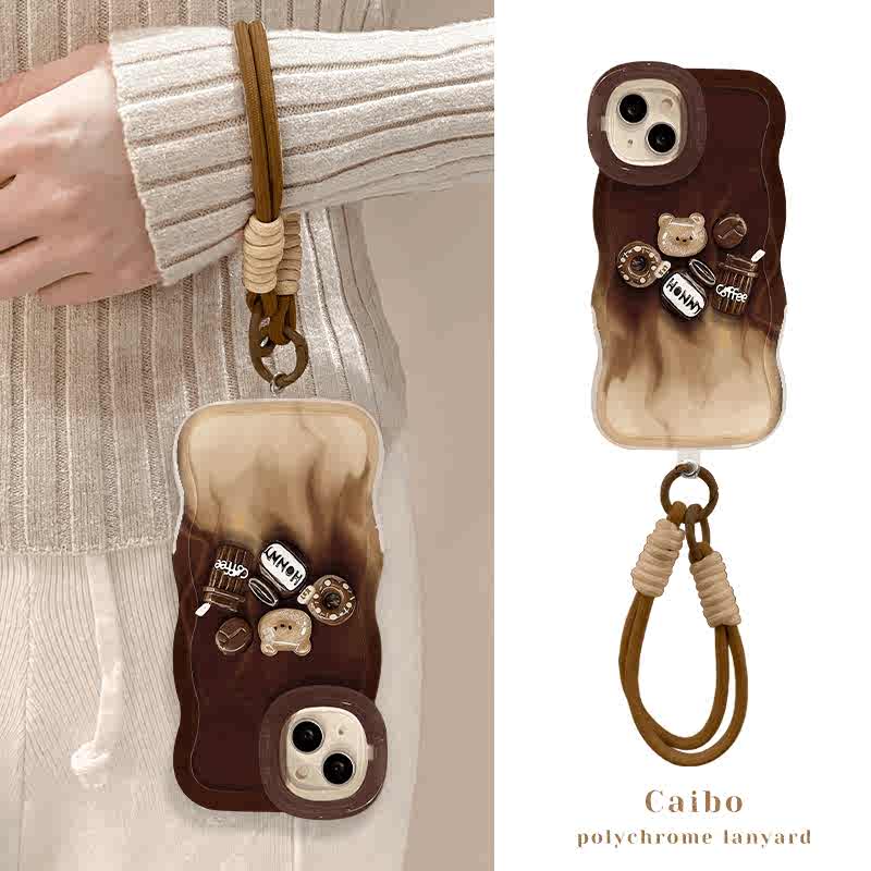 棕色咖啡熊适用多型号手机壳