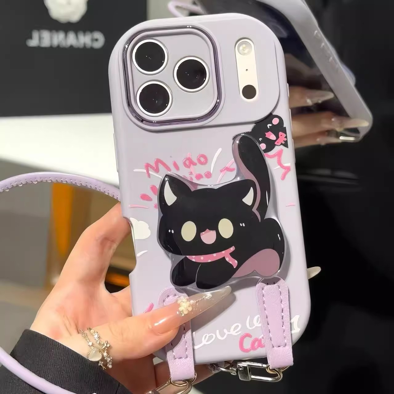 适用多型号小黑萌猫金属小胖妹壳