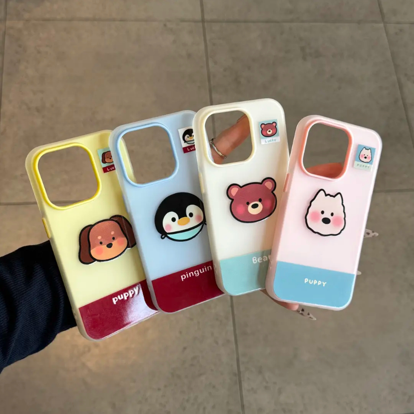 可爱动物头像适用苹果16promax手机壳iPhone15promax新款14plus女pura70华为mate70pro荣耀300卡通OPPOreno13