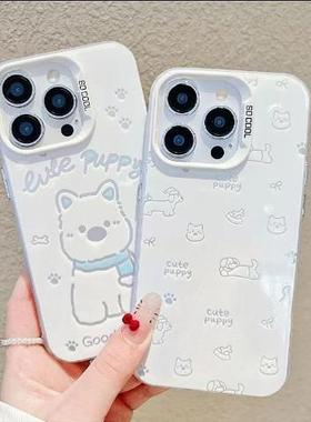 白色西高地适用苹果16promax手机壳iPhone15新款pura70华为mate70pro荣耀300少女OPPOReno13元气壳vivo小米15