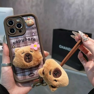 天眼阶梯毛绒公仔适用苹果16promax手机壳iphone15/14华为mate60pro新款Pura70荣耀200女Reno12个性S19小米13