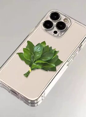 柚子叶适用苹果16ProMax手机壳华为Pura80Pro新荣耀X70透明vivoS30简约OPPOReno13情侣小米15女红米note14Pro