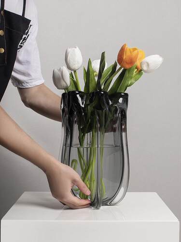 花瓶玻璃摆件轻奢l客厅餐桌插花简约北欧现代器柜玄关电视琉璃创