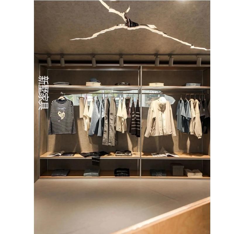 桦木置物架落地式店铺p商用展示架陈列架服装店货架多层收纳储物