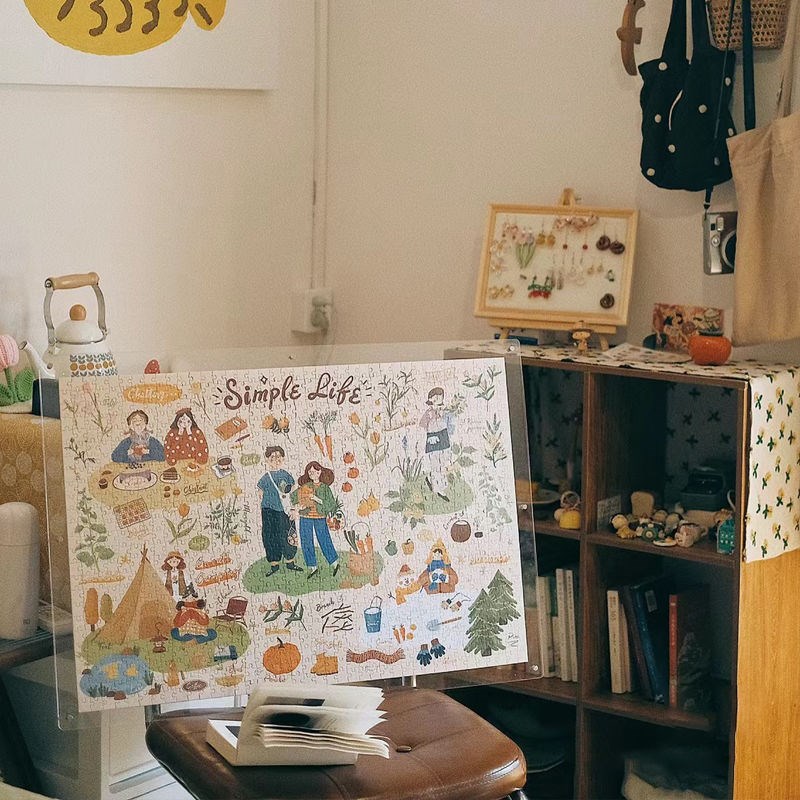 亚克力拼图相框300片裱框500画框1000竖版透明Q70*50ins摆台