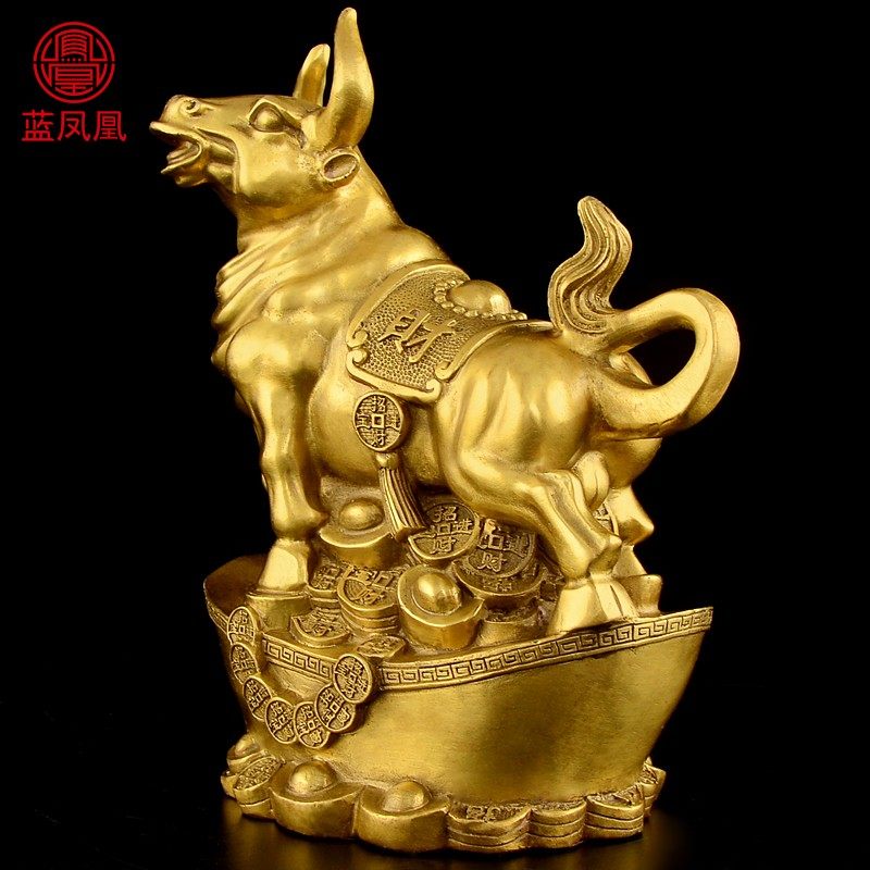 纯铜牛摆件财牛大号十二生肖铜牛聚宝盆L元宝金钱牛客厅办公室,家居饰品,装饰摆件,淘宝优惠券,粉丝福利购,淘宝优惠卷