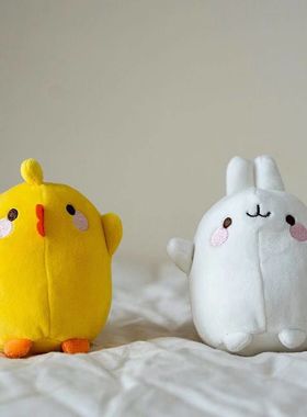 厂家正版授权molang兔萌浪兔piupiu小黄鸡毛绒可爱钥匙扣挂件礼品