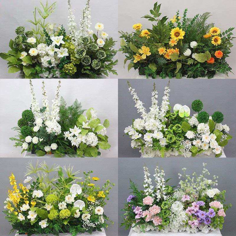 婚庆地排花结婚花排装饰布置婚礼花假花路引花T台花艺莫奈风派对
