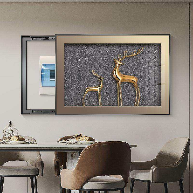 轻奢麋鹿电表箱装饰画配电箱餐厅电闸盒总开关盒遮挡挂画推拉壁画,电子元器件市场,其它元器件,淘宝优惠券,粉丝福利购,淘宝优惠卷