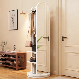 全身镜旋转镜子穿衣镜全身落地镜可移动带衣帽架一体挂衣架试衣镜