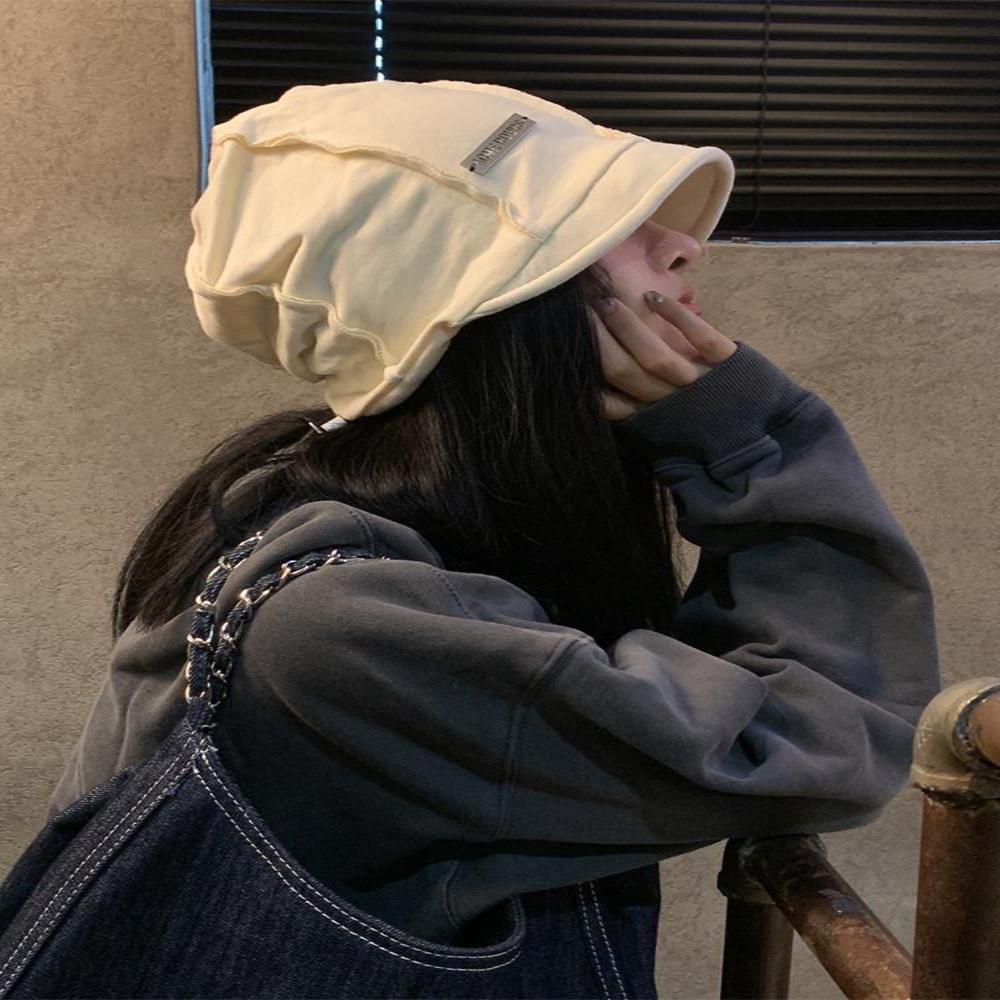 秋冬日系堆堆帽子女显脸小素颜包头帽保暖护耳冷帽男慵懒风月子帽