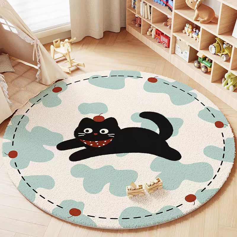 地毯耐脏易打理可爱卡通床边地毯卧室秋冬防滑垫家用书桌圆形地毯