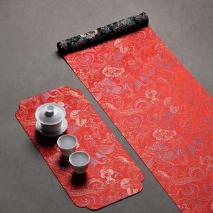 禅意茶席垫锦锻桌旗中国风古典祥云茶桌布艺双面防水主人席 新中式