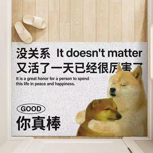 丝圈pvc地垫猫入户门脚垫活着回来就行防滑加厚 搞笑地毯家用新款