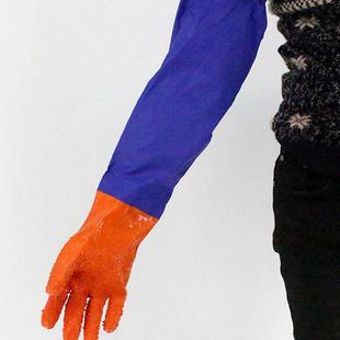 东亚807b接袖 加长止滑手套加厚颗粒浸塑橡胶皮耐磨防酸碱耐油工业