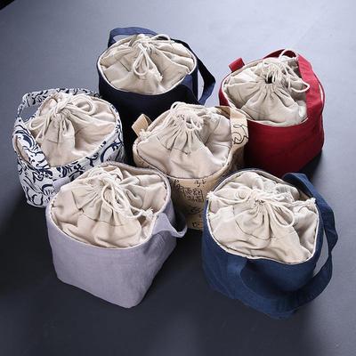 厂家棉麻茶具收纳袋子一壶四杯袋便携旅行手提加厚束口袋杯袋制订