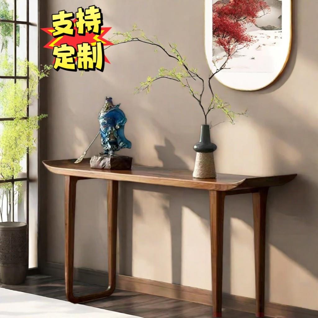 新中式玄关供桌靠墙窄桌入户条案翘头案几酒店端景台条案桌长条图片