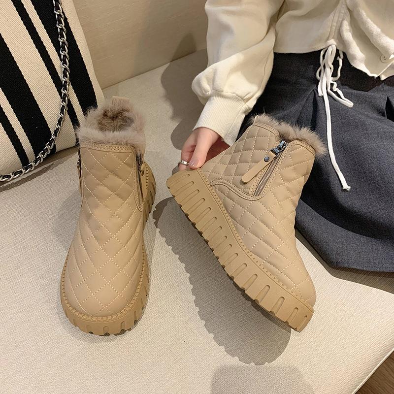 加绒高帮雪地靴女2024冬季新款学生ins韩版保暖休闲厚底棉鞋XQ285