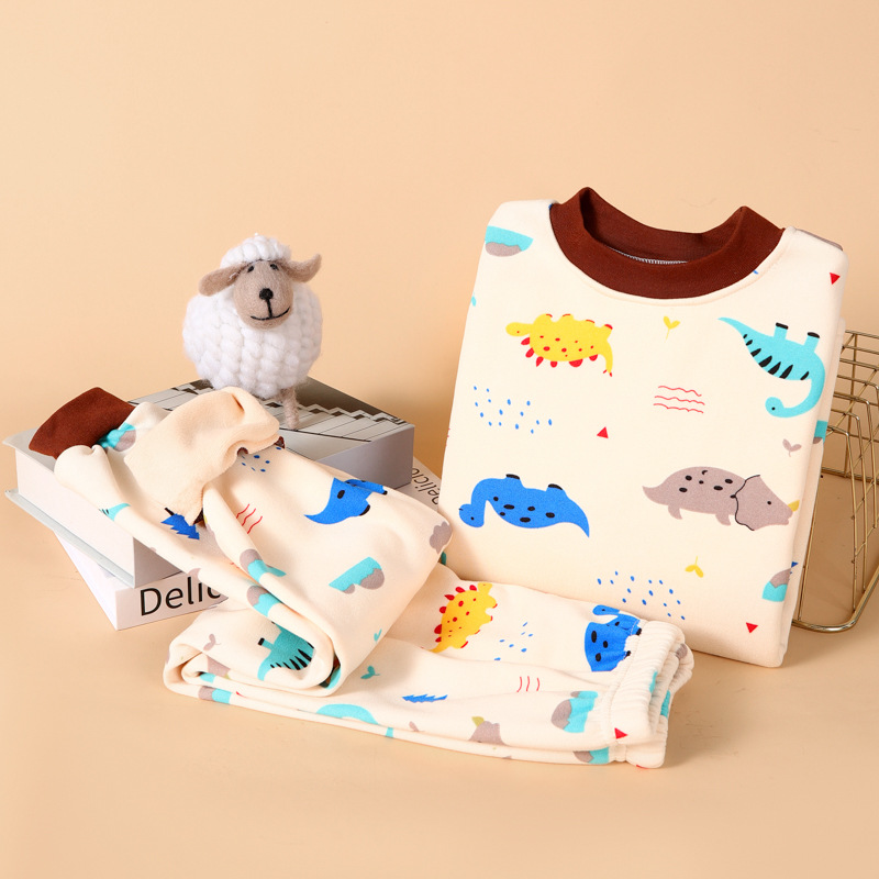 儿童加绒加厚保暖内衣套装男童秋衣秋裤女童宝宝秋冬款中大童睡衣