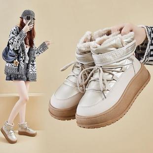 保暖休闲增高棉鞋 学生ins韩版 K2908 新款 加绒高帮雪地靴女2025冬季