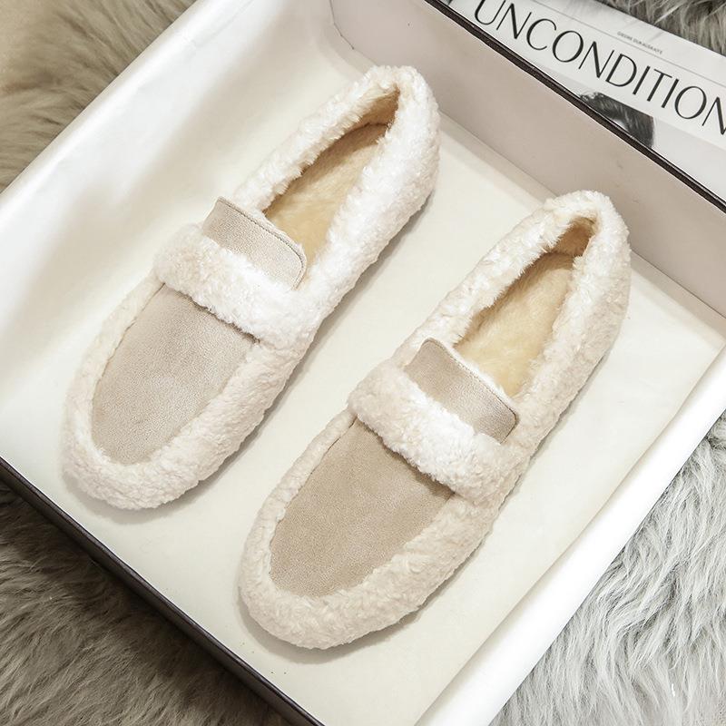 2022毛毛鞋女秋冬外穿一脚蹬豆豆鞋女棉鞋大码41-43舒适欧美风格